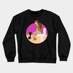 Catompany in the Bathroom Crewneck Sweatshirt